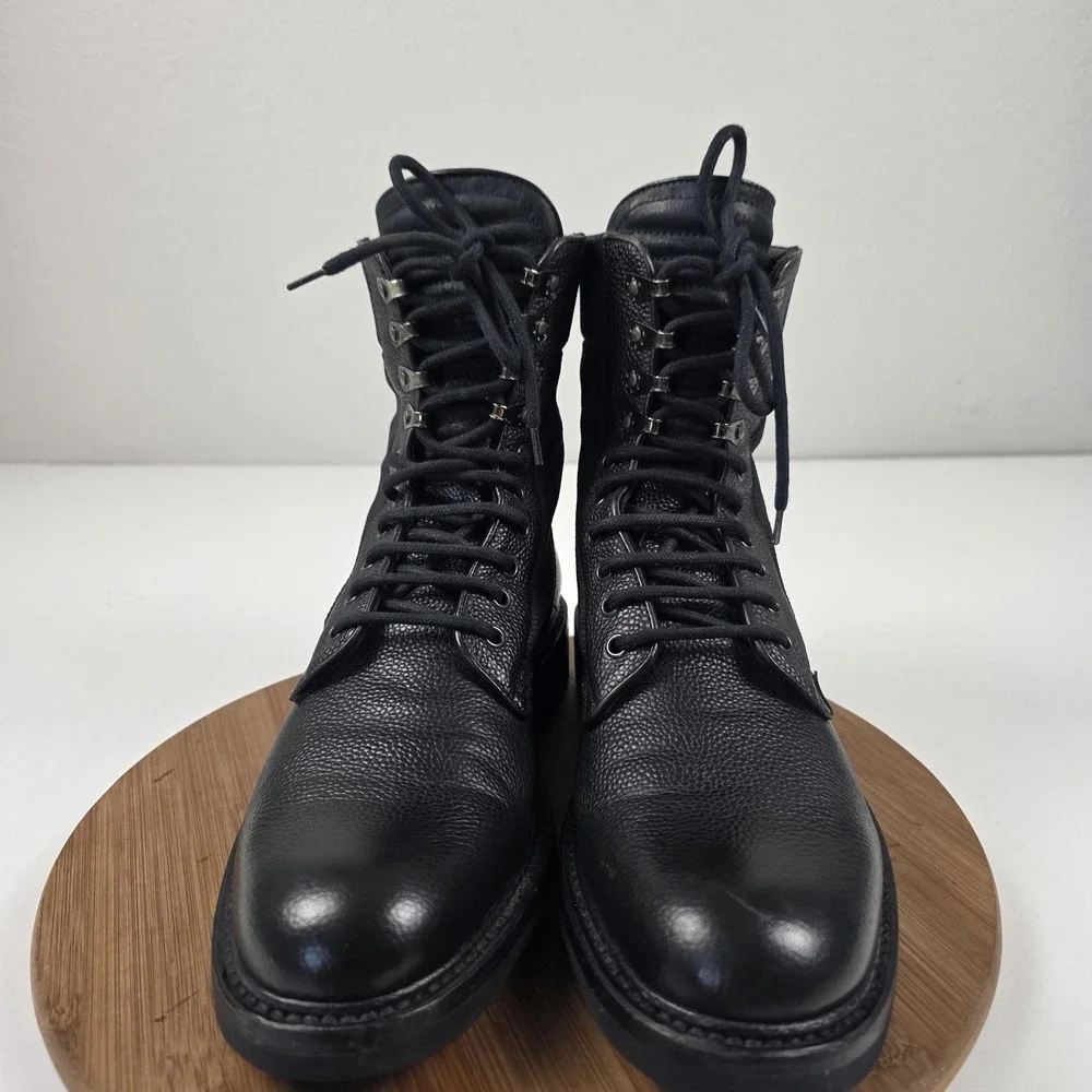 Rag & Bone Boots Mens Size 10 Black Leather Combat Lace Up Ankle Handmade Italy